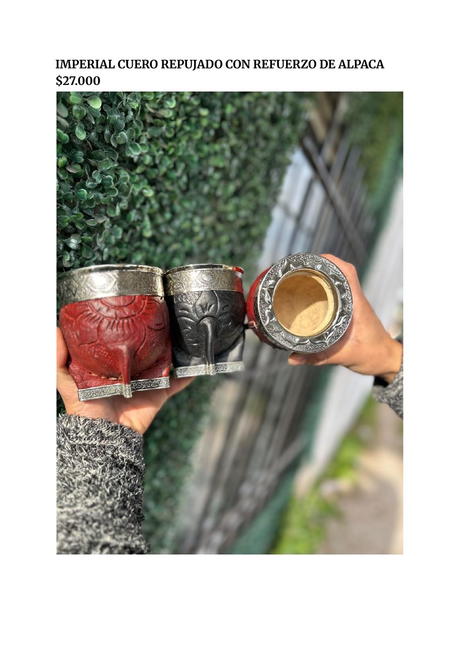 Imperial cuero repujado con refuerzo de alpaca